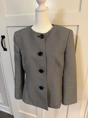 Gloria Vanderbilt Black & White Dot-Pattern Button Jacket